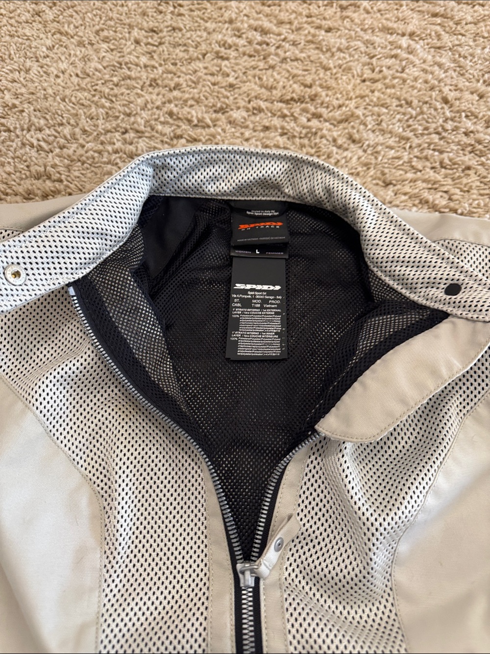 Women's Light Gray Motorcycle Jacket - Ventilated Riding Shell - Picture 4 of 16